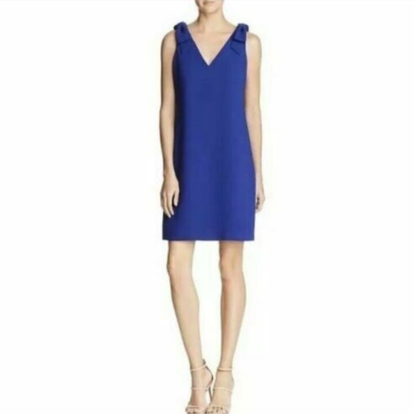 Eliza J Royal Blue V-Neck Sleeveless Bow Dress